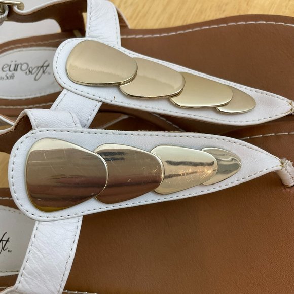 EuroSoft White with Gold Disk Accents Sandals by Sofft - Picture 4 of 7